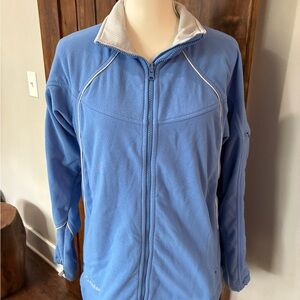 Columbia Women's Full Zip Fleece Jacket- Medium Sky Blue Zip Pockets Mesh Lined